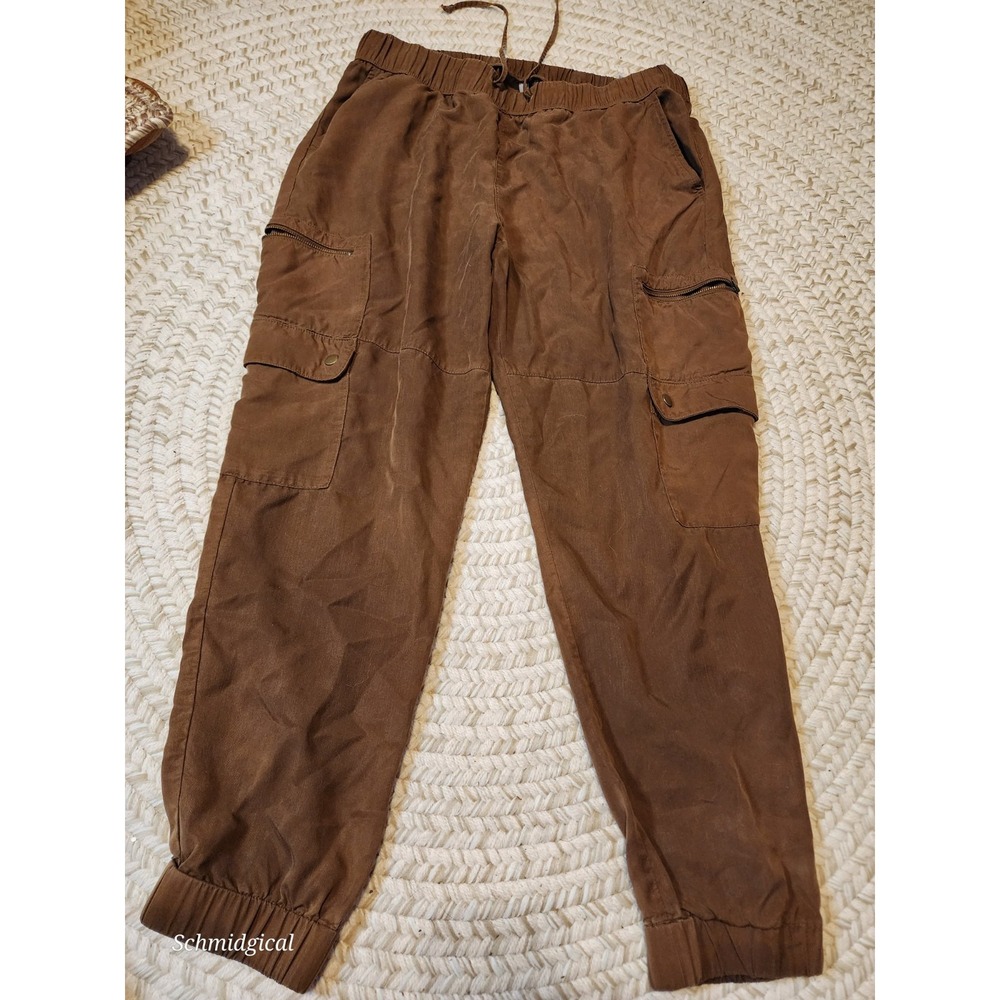 Banana Republic Cargo Pants Sz L Cinnamon Spice Brown Drawstring Zipper Pocket